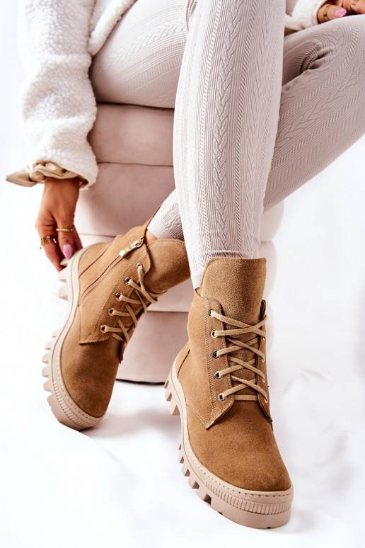 Padded Suede Boots Trappers Camel Annabeth