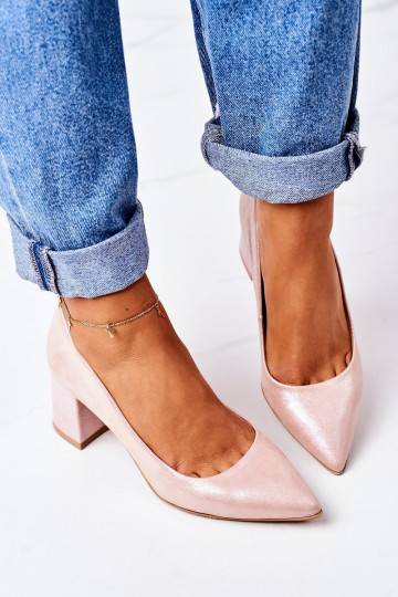 Satin Pumps With Animal Pattern Lewski Shoes 2801 Pink 2