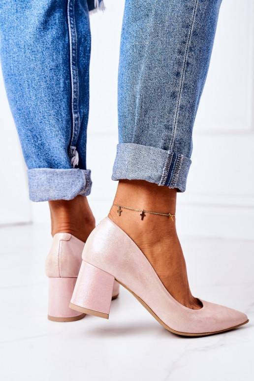 Satin Pumps With Animal Pattern Lewski Shoes 2801 Pink