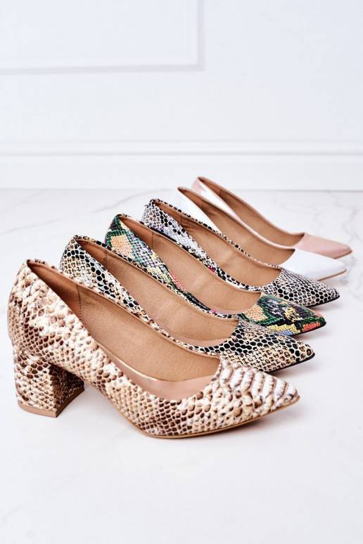 Satin Pumps With Animal Pattern Lewski Shoes 2801 Pink