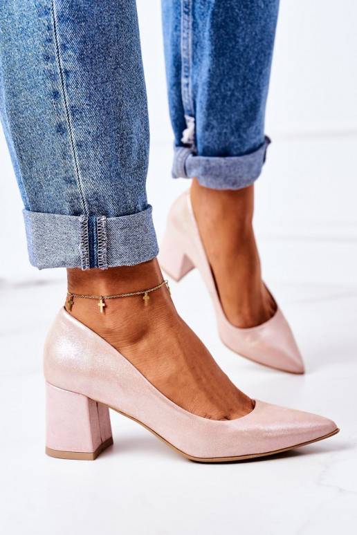 Satin Pumps With Animal Pattern Lewski Shoes 2801 Pink