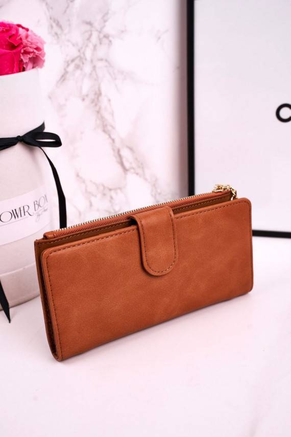 Large Women's Wallet With An Extra Purse And Fringes Brown