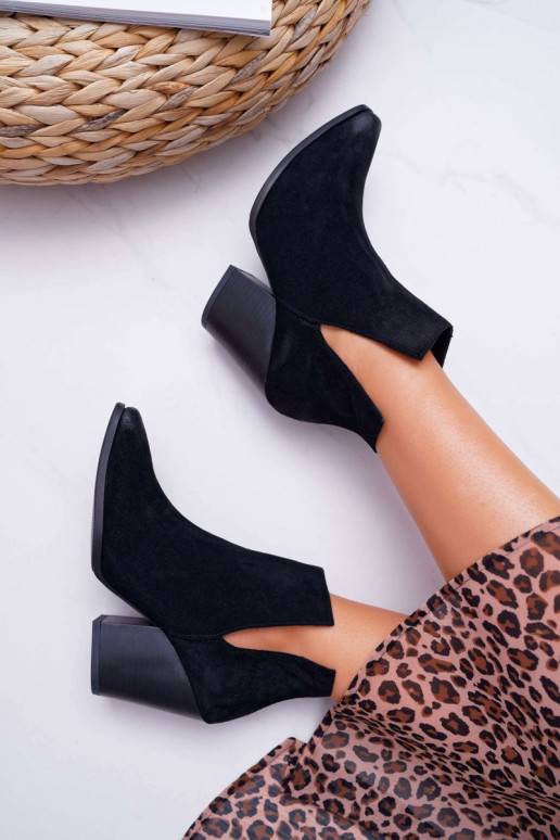 Women s Boots On High Heel Spring Suede Leather Black Nicole 2430 Women s Boots On High Heel Spring Suede Leather Black Nicole 2430