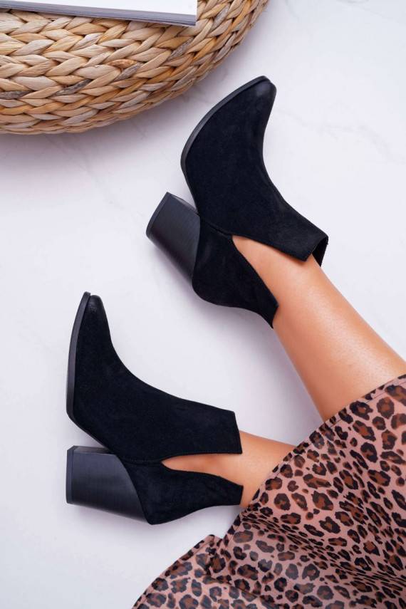 Women s Boots On High Heel Spring Suede Leather Black Nicole 2430