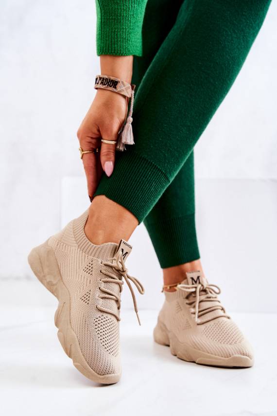 Sport Shoes Sneakers Fabric Dark Beige Nolene