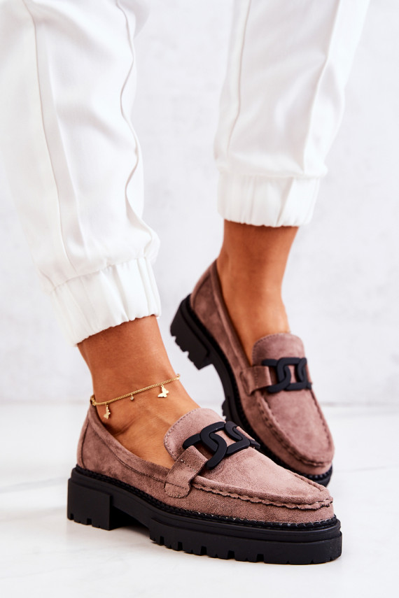 Suede Loafers With Decoration La.Fi Cappucino Laurene