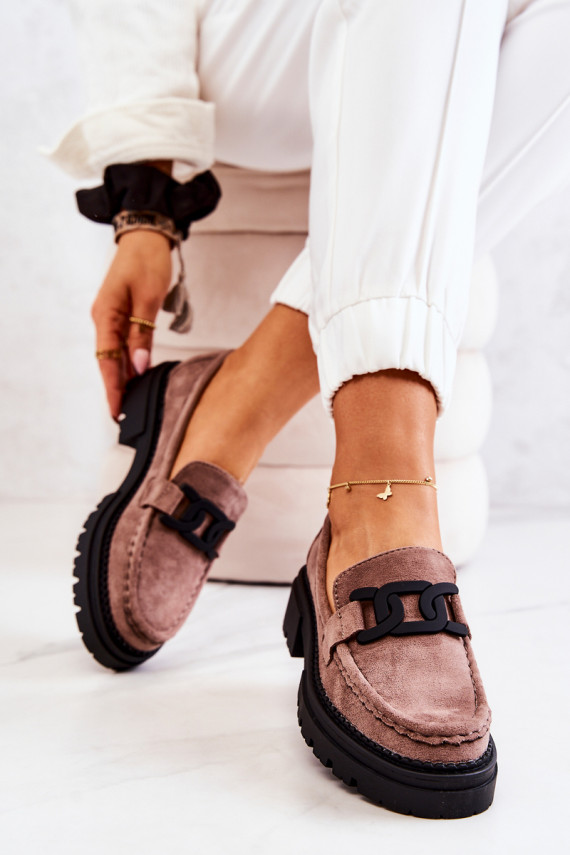 Suede Loafers With Decoration La.Fi Cappucino Laurene