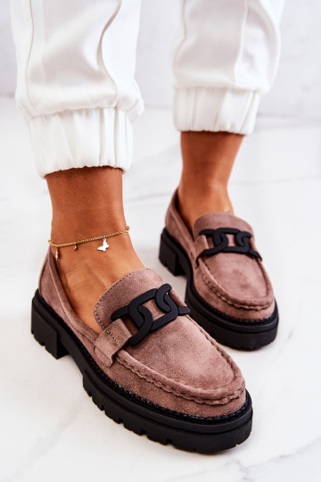 Suede Loafers With Decoration La.Fi Cappucino Laurene 2