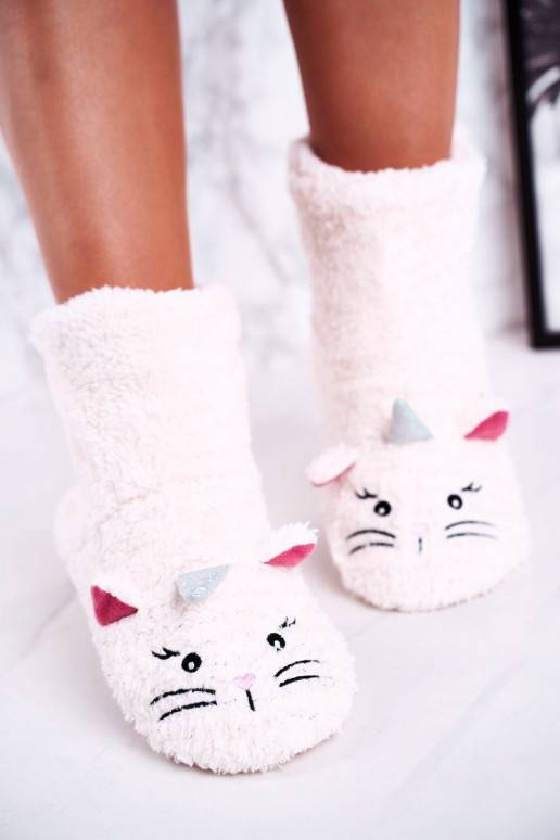 Children's sheepskin padded slippers Kitten Ecru