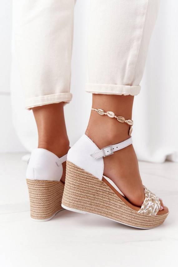Leather Wedge Sandals Maciejka L4869-11 White