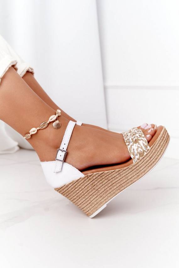 Leather Wedge Sandals Maciejka L4869-11 White