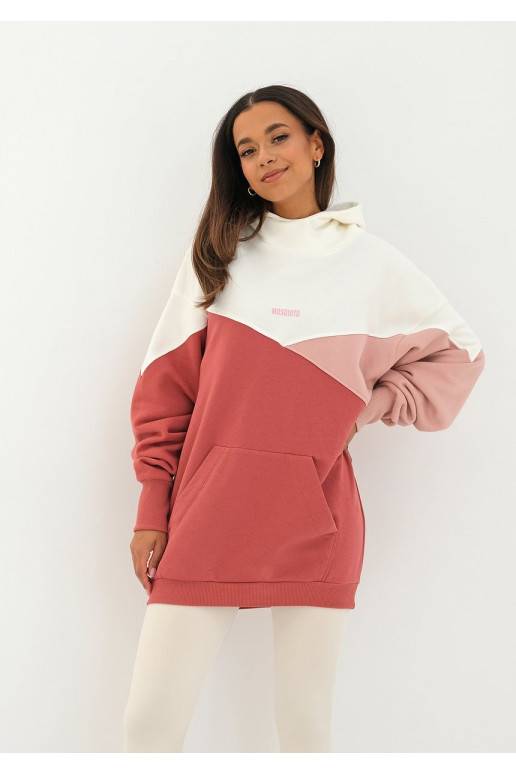 Oversize tricolor hoodie Dusty Rose