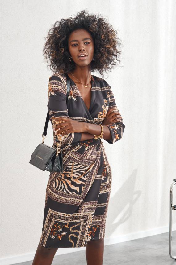 Patterned dress midi length