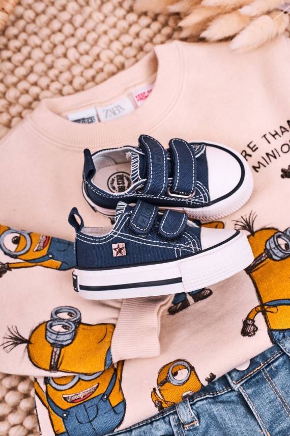 Children's Velcro Sneakers BIG STAR HH374097 Navy Blue