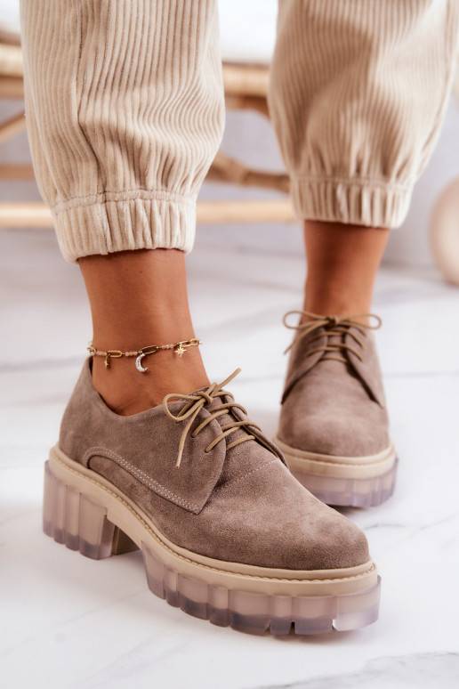Fashionable Suede Loafers Beige Lauriss