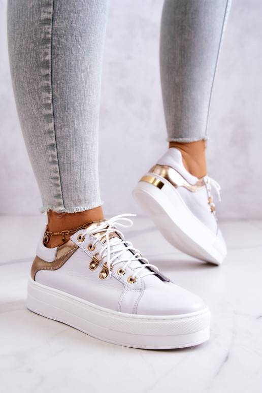 Leather platform sports shoes White Mary Ann