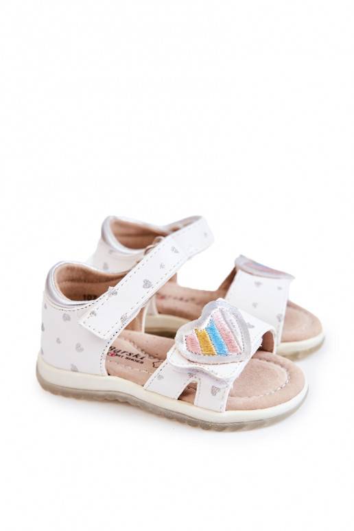 Children's Leather Sandals With A Heart White Elianna