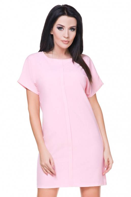 rausva-suknele-su-trumpomis-rankovemi...