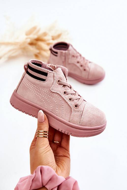 Children's High-top Sneakers With A Zipper Pink Boone 