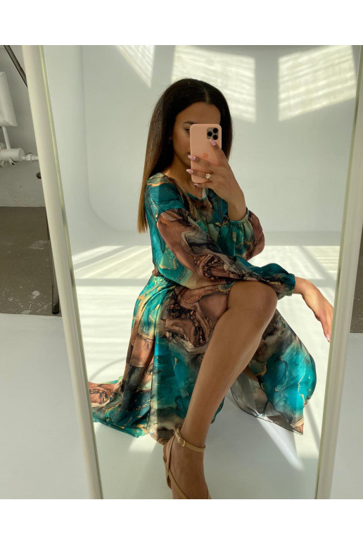 Midi satin dress Green Marble Midi satin dress Green Marble