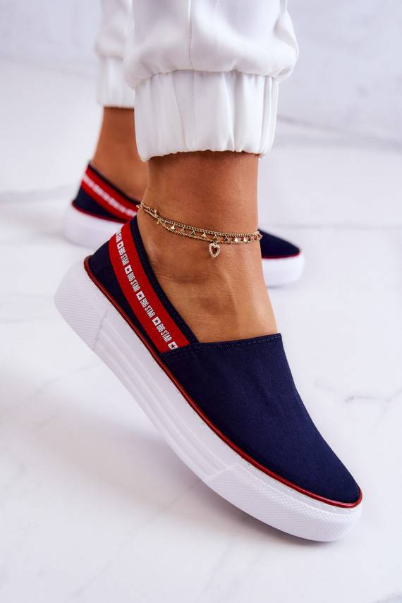 Women's Sneakers Slip On Big Star JJ276009 Navy Blue-Red
