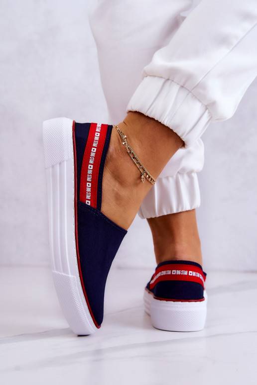 Women's Sneakers Slip On Big Star JJ276009 Navy Blue-Red Women's Sneakers Slip On Big Star JJ276009 Navy Blue-Red