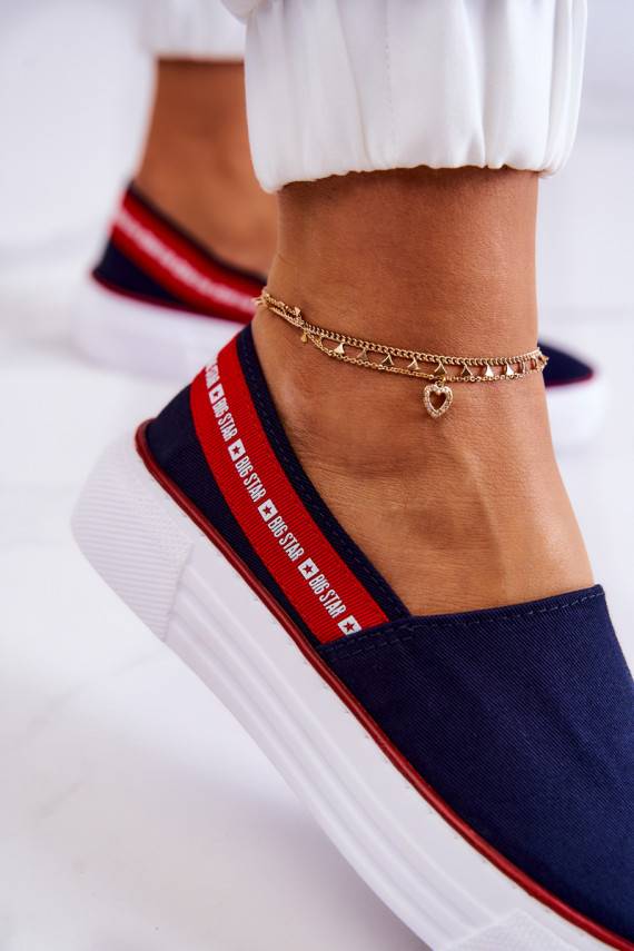 Women's Sneakers Slip On Big Star JJ276009 Navy Blue-Red