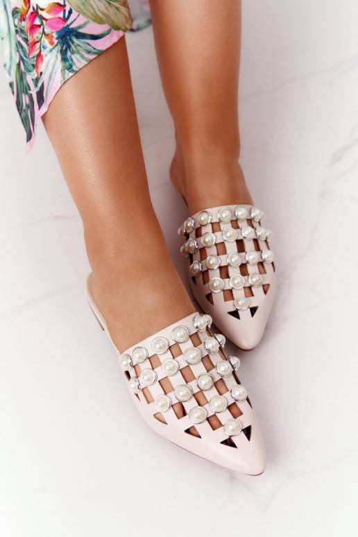Women's Slippers With Pearls Beige Ripple Women's Slippers With Pearls Beige Ripple