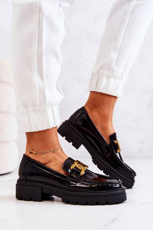 Laquered Loafers With Decoration La.Fi Black Laurene Laquered Loafers With Decoration La.Fi Black Laurene