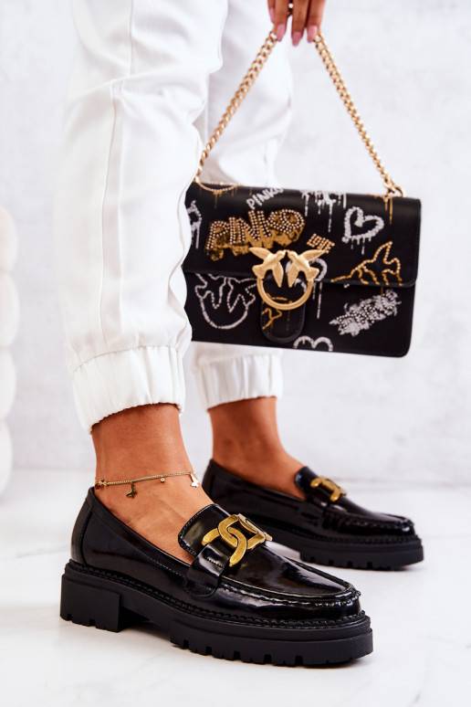 Laquered Loafers With Decoration La.Fi Black Laurene Laquered Loafers With Decoration La.Fi Black Laurene