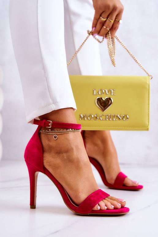 Women's Sandals On A High Heel Suede Fuchsia Massimo Women's Sandals On A High Heel Suede Fuchsia Massimo