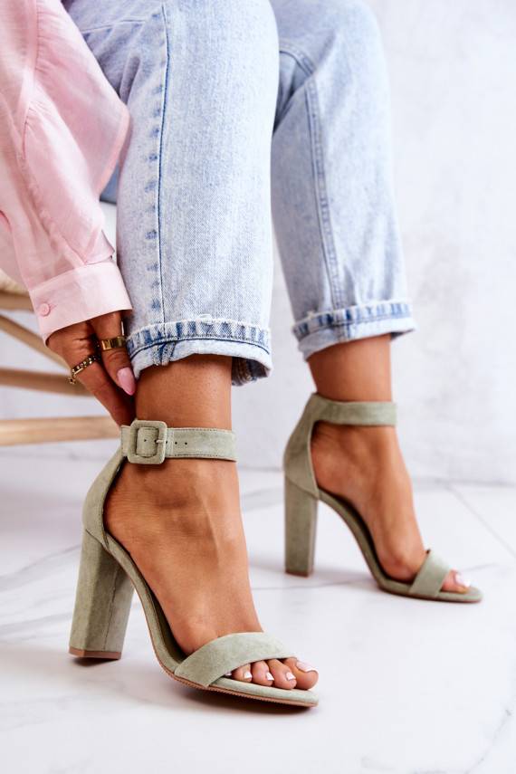 copy of Suede High Heels Sandals Light Green Jacqueline