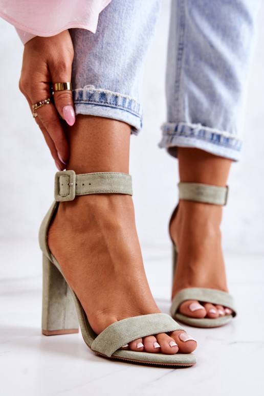 copy of Suede High Heels Sandals Light Green Jacqueline