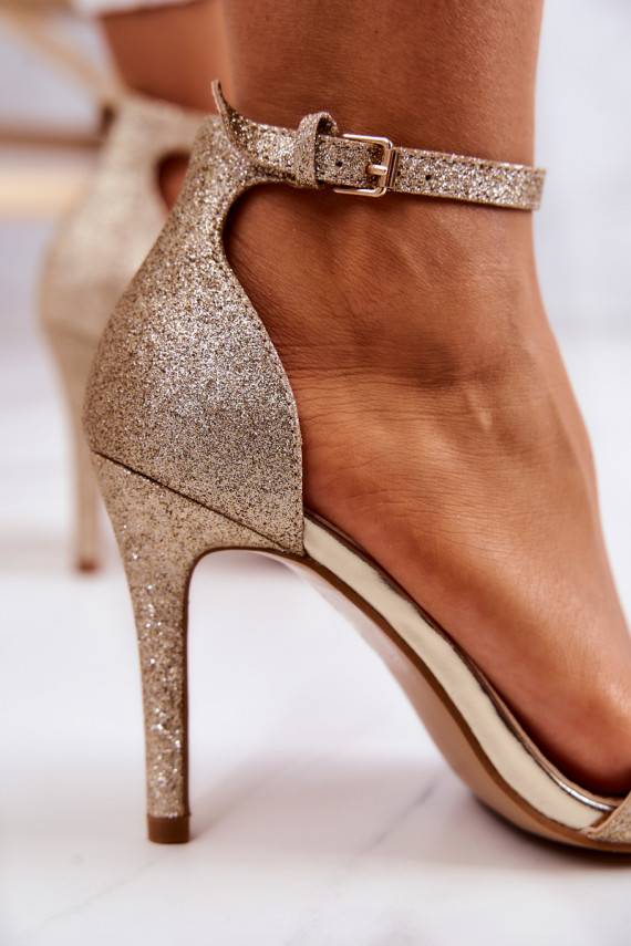 Women's Sandals On A High Heel Glitter Golden Massimo