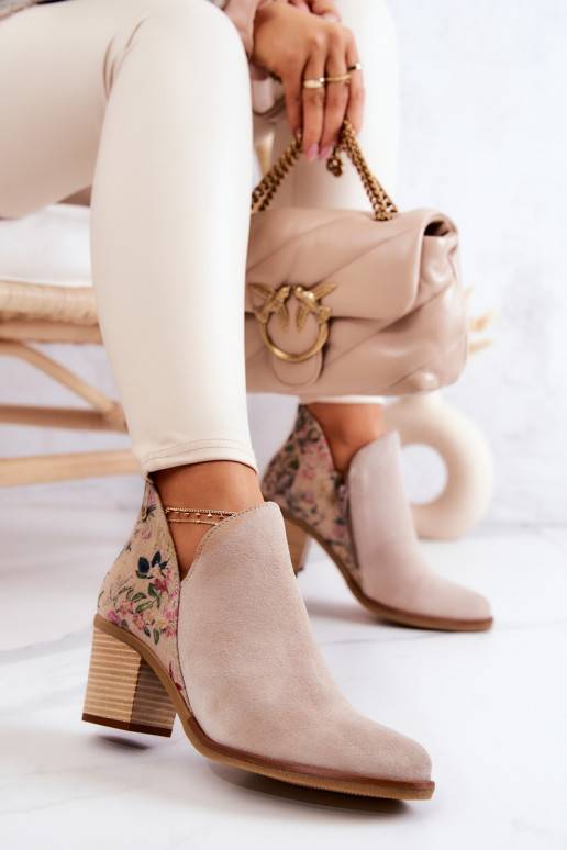 Women s Leather Boots On Block Heel Maciejka Light beige 04492 Women s Leather Boots On Block Heel Maciejka Light beige 04492