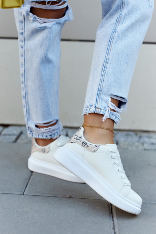 Classic Women's Sports Shoes White and Beige Meleris Classic Women's Sports Shoes White and Beige Meleris