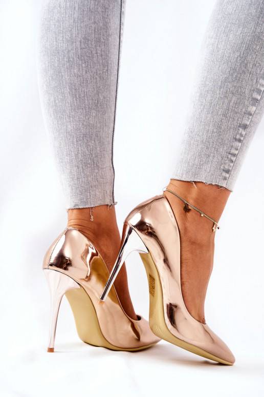 Elegant Mirror Stilettos Pink Gold Adrinnah