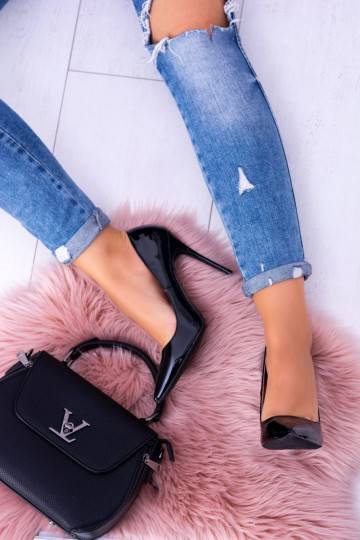 Pointed High Heel Lu Boo Patent Black 2