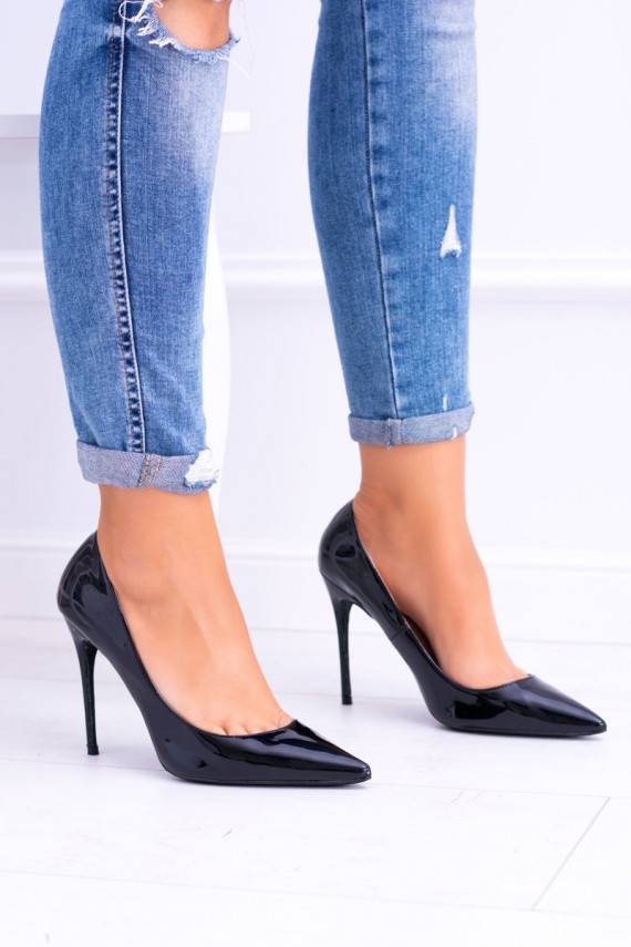 Pointed High Heel Lu Boo Patent Black