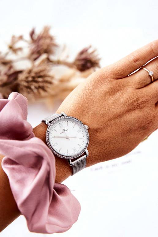 Women's Watch With Zircons On Mesh Bracelet Giorgio&Dario Silver