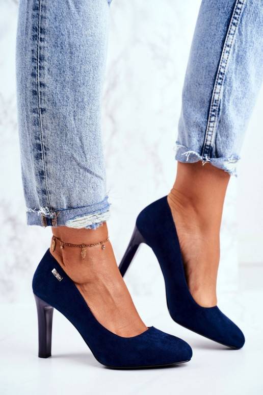 Women s Pumps Navy Blue Suede Campbell