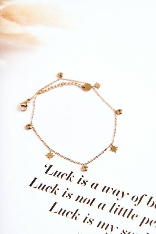 Leg Bracelet With Star And Cubic Zirconia Gold 