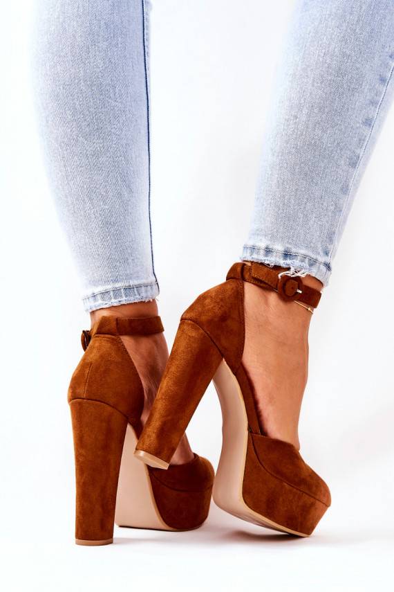 Pumps On Heel Suede Camel Netel