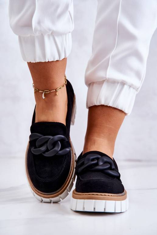 Suede Loafers With Decoration Black Talisa