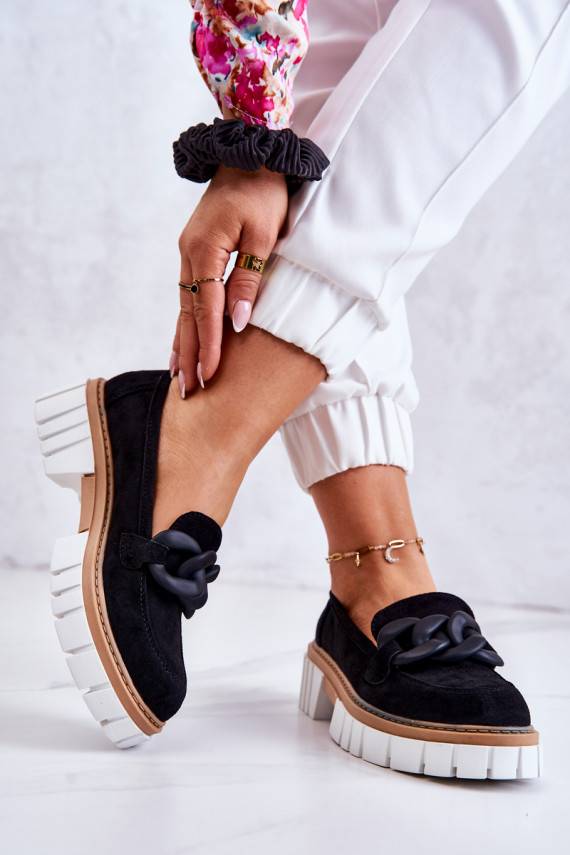 Suede Loafers With Decoration Black Talisa
