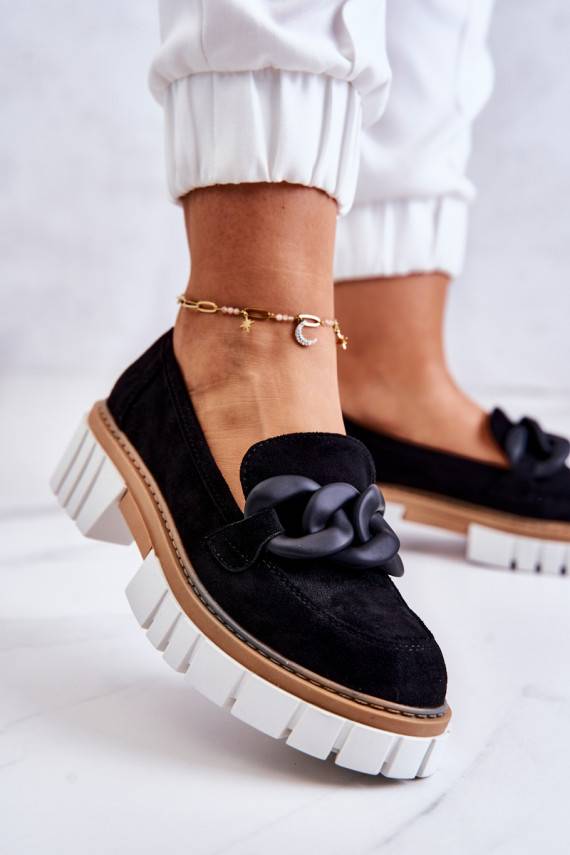 Suede Loafers With Decoration Black Talisa
