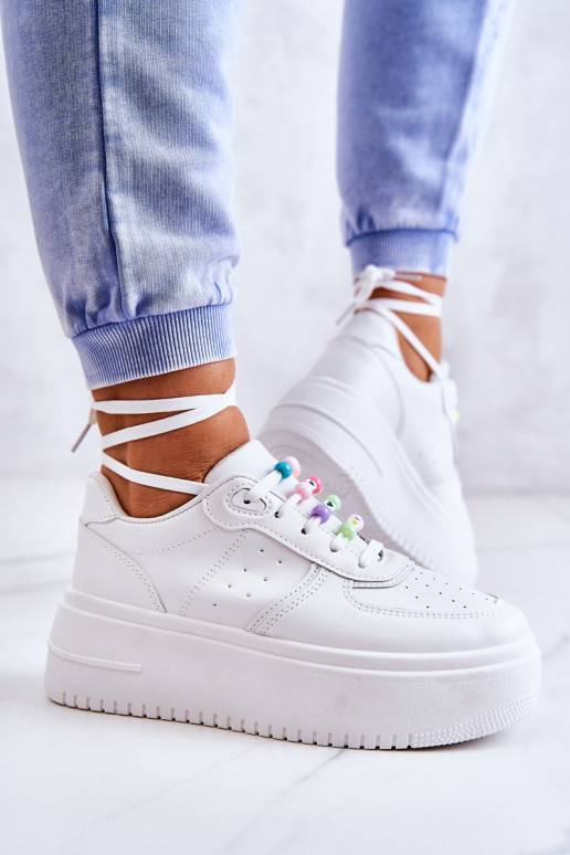 Women's Tied Sports Shoes Sneakers White Manila Women's Tied Sports Shoes Sneakers White Manila