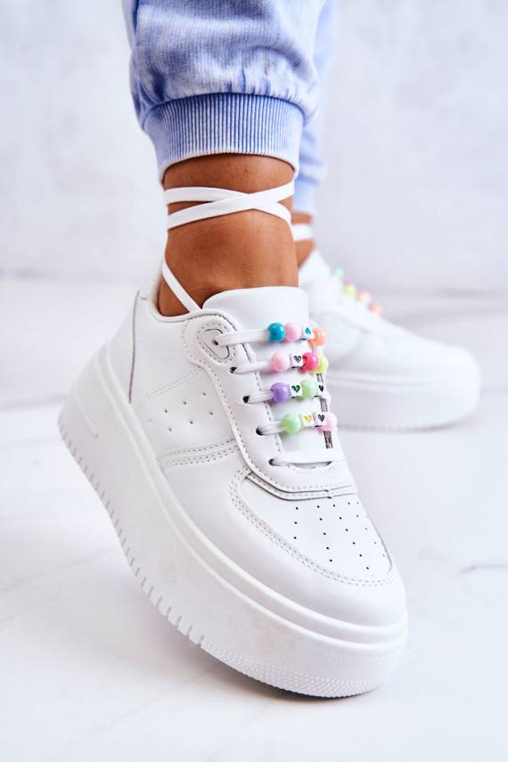 Women's Tied Sports Shoes Sneakers White Manila