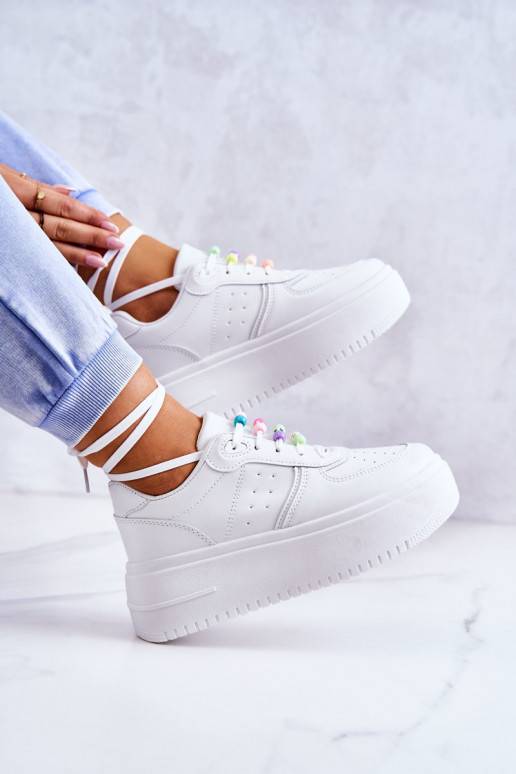 Women's Tied Sports Shoes Sneakers White Manila Women's Tied Sports Shoes Sneakers White Manila