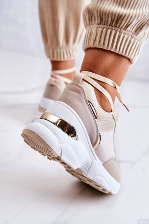 Women's Shiny Wedge Sport Shoes Beige Activity Women's Shiny Wedge Sport Shoes Beige Activity